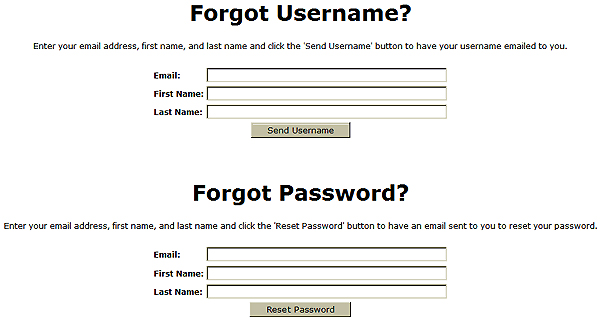 I forgot my user name / password