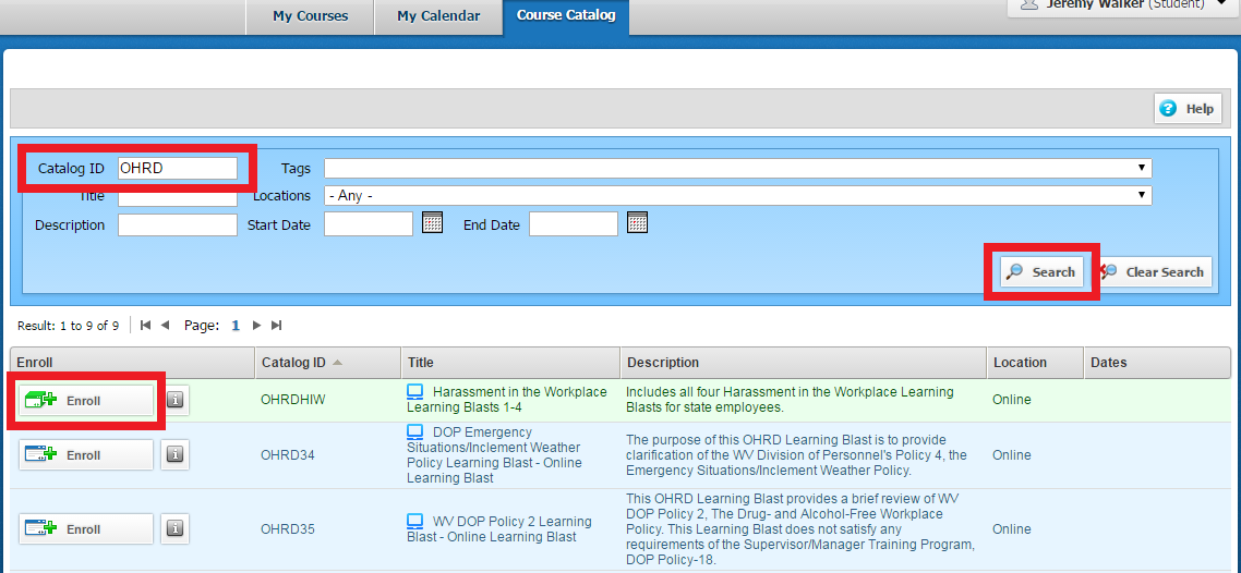 Screenshot of CourseMill Registration Screen