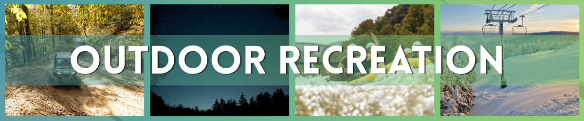 collage of outdoor activities with text: Outdoor Recreation 