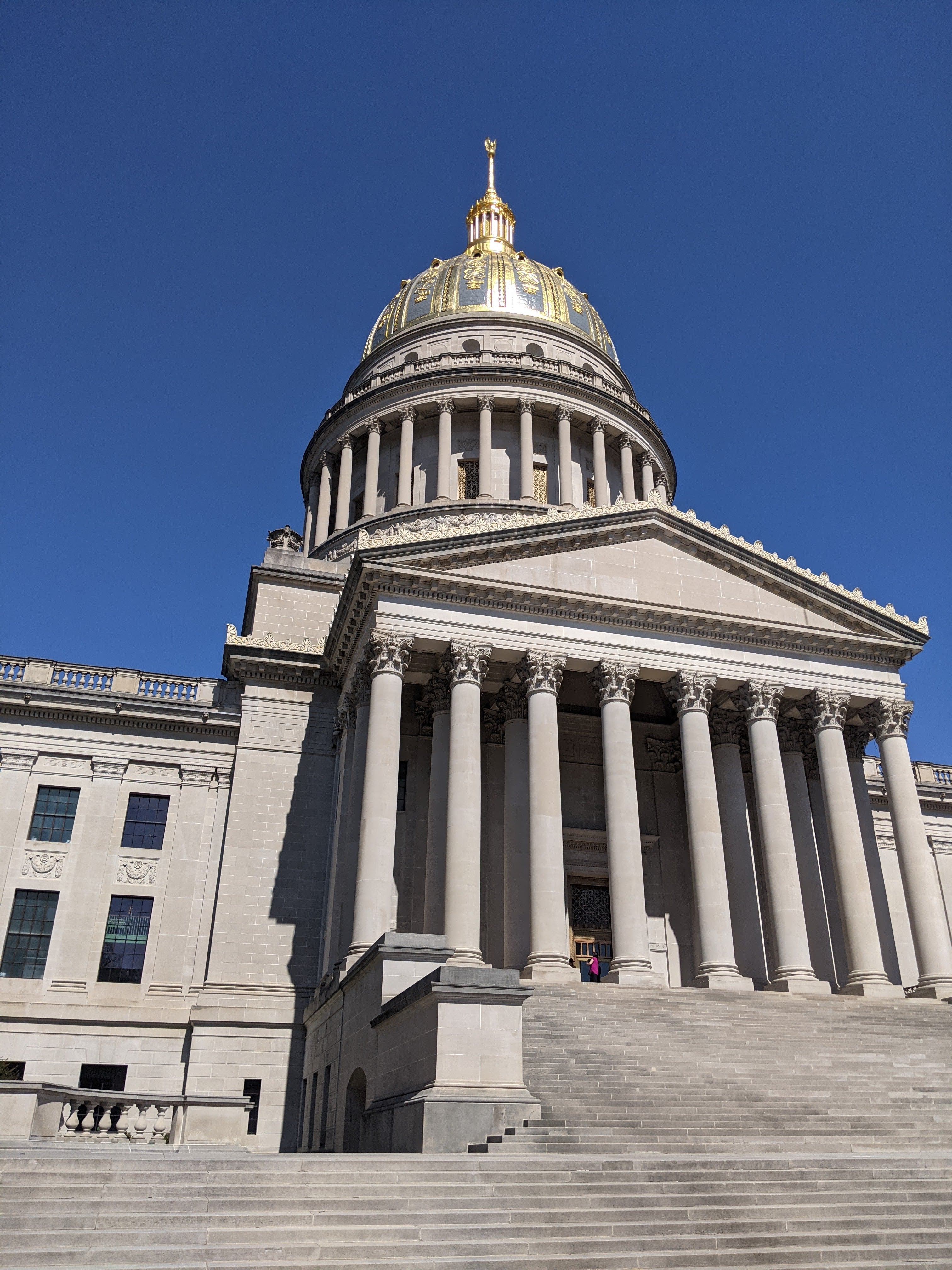 WV Capitol Building Against Blue Sky