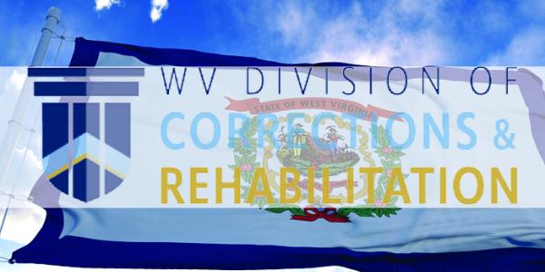 The WV State Flag. The Division of Corrections logo is over it. 