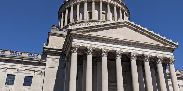 WV Capitol Building Against Blue Sky
